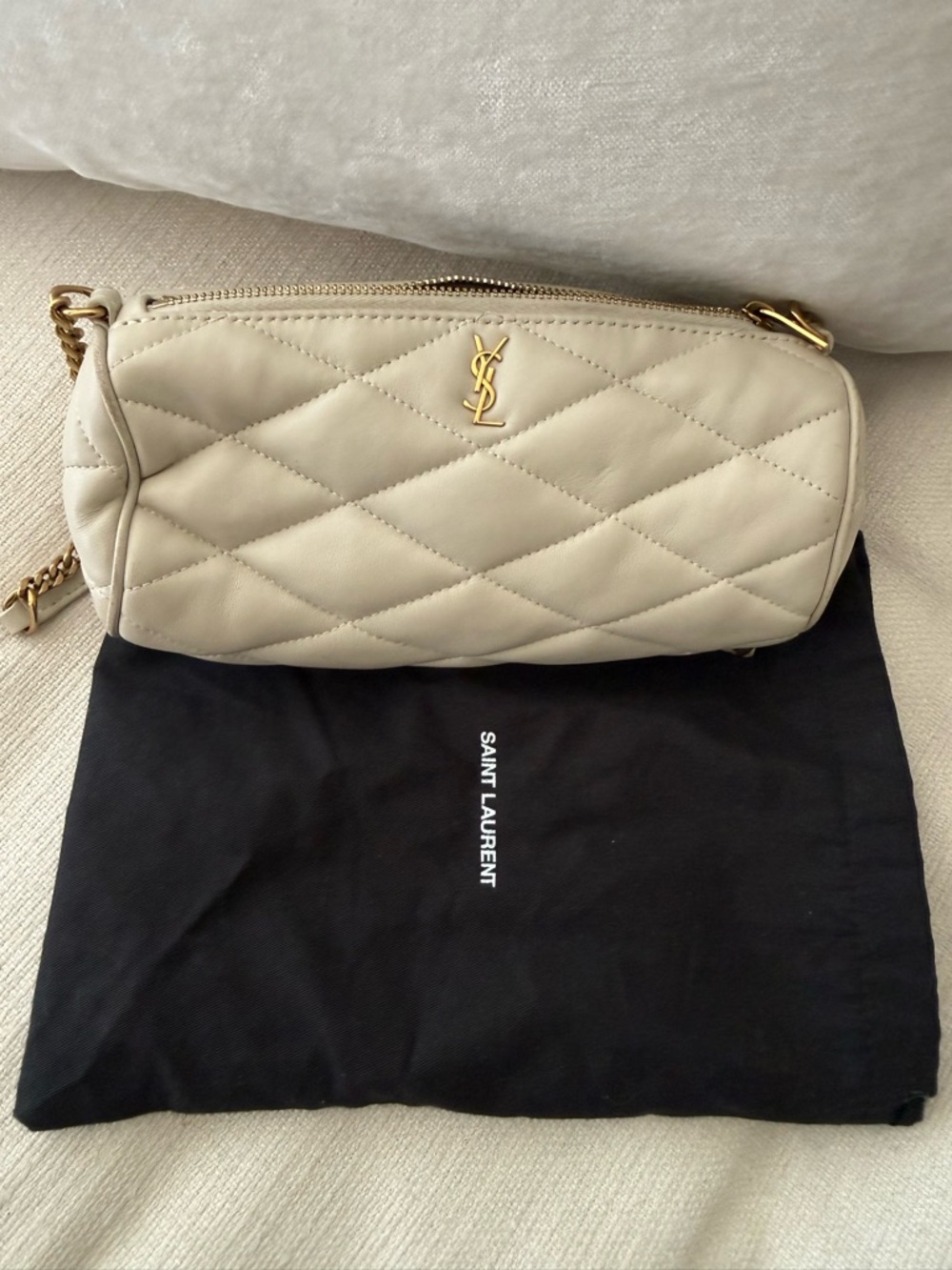 Saint Laurent Quilted Mini SadeTube Shoulder Bag Lambskin